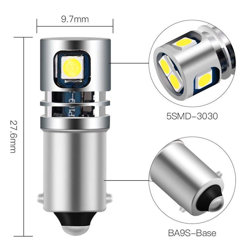 BlyilyB 12V-24V BA9 BA9S 53 57 1895 64111 Super Bright White Color LED Car Light Bulb for License Plate Side Door Courtesy Interior Dome Map Lights (Pack of 4) - Image 5